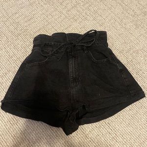 Garage denim paper bag shorts, Size 24 (0)
